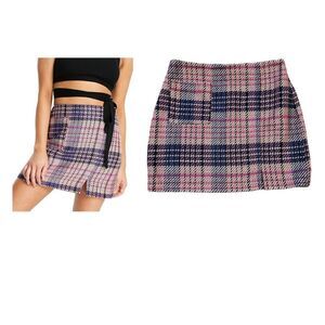 Topshop Pink & Purple Plaid Pocketed Miniskirt Size 6 NWT